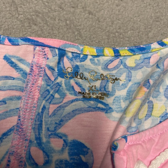 Lilly Pulitzer Brewster Dress XL Pink Blue Beat The Heat Pineapple Tropical - Picture 2 of 6